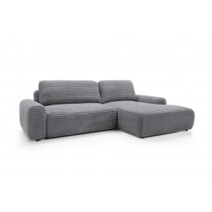 Charmantes anthrazitfarbenes Ecksofa CORDINA mit Schlaffunktion und Bettzeugfach 1/9