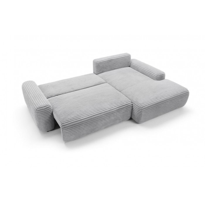 CORDINA Design-Ecksofa in Grau mit Bettzeugablage und Schlaffunktion
