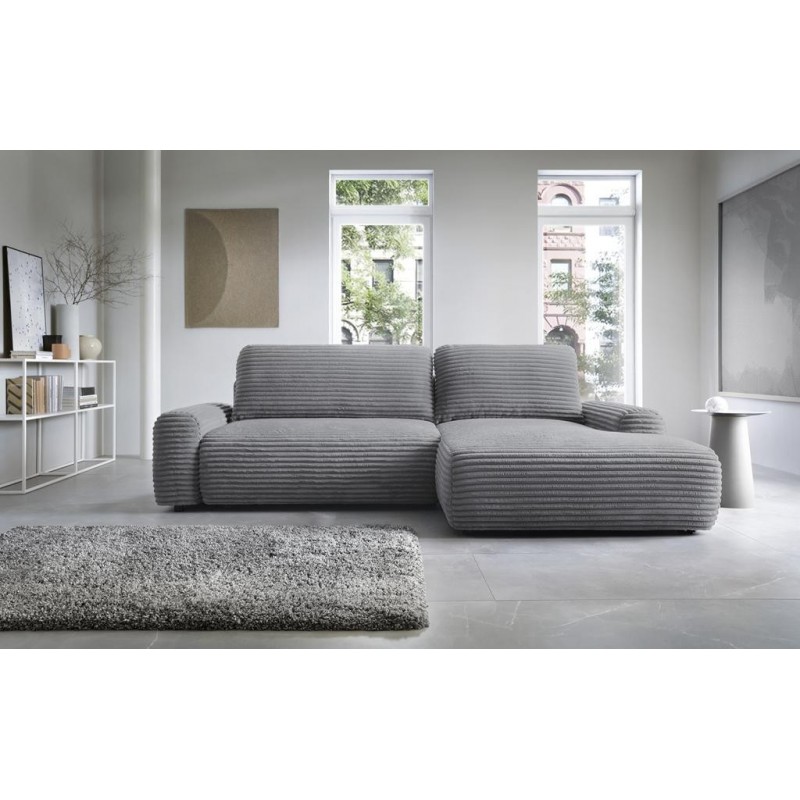 Charmantes anthrazitfarbenes Ecksofa CORDINA mit Schlaffunktion und Bettzeugfach 2/9