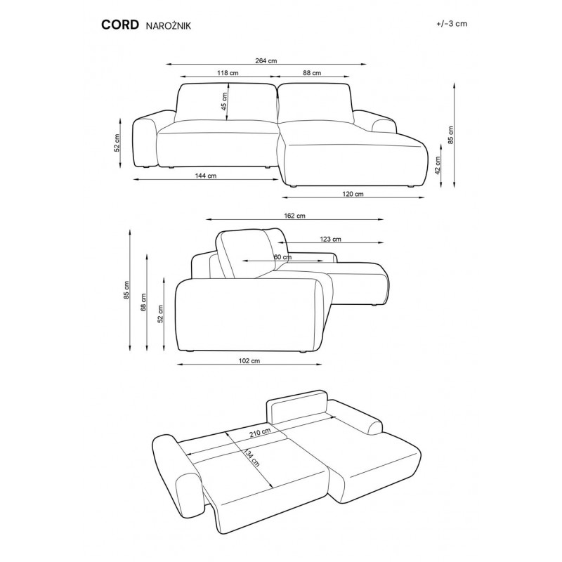 CORDINA Design-Ecksofa in Grau mit Bettzeugablage und Schlaffunktion 8/9