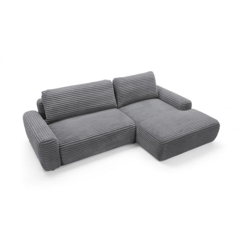 Charmantes anthrazitfarbenes Ecksofa CORDINA mit Schlaffunktion und Bettzeugfach 5/9