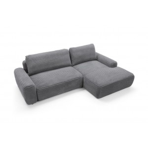 Charmantes anthrazitfarbenes Ecksofa CORDINA mit Schlaffunktion und Bettzeugfach 5/9