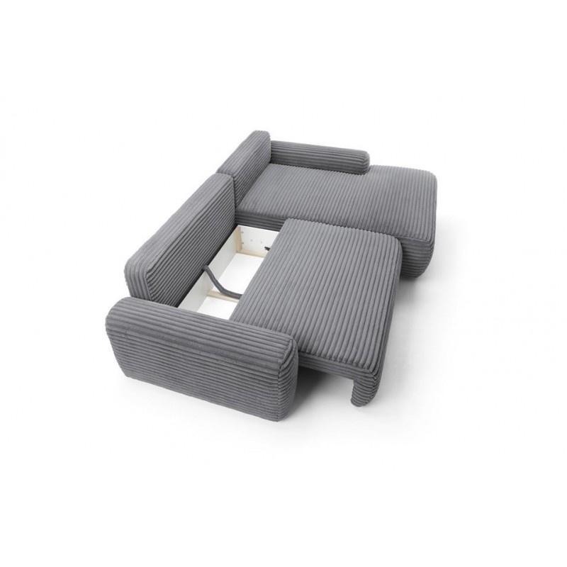 Charmantes anthrazitfarbenes Ecksofa CORDINA mit Schlaffunktion und Bettzeugfach 6/9