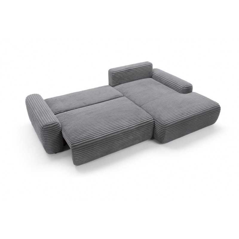 Charmantes anthrazitfarbenes Ecksofa CORDINA mit Schlaffunktion und Bettzeugfach 7/9