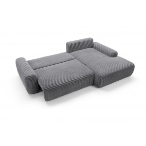 Charmantes anthrazitfarbenes Ecksofa CORDINA mit Schlaffunktion und Bettzeugfach 7/9