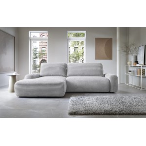 CORDINA Design-Ecksofa in Grau mit Bettzeugablage und Schlaffunktion 10/9