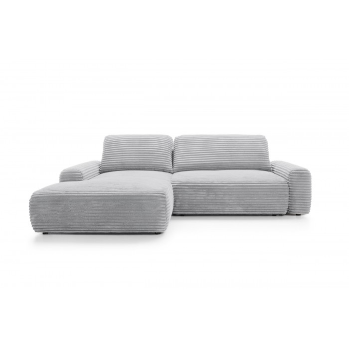 CORDINA Design-Ecksofa in Grau mit Bettzeugablage und Schlaffunktion