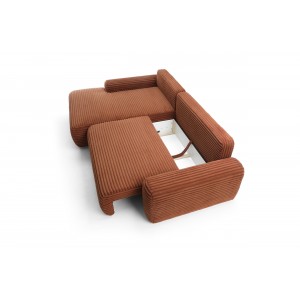 Modernes Ecksofa CORDINA in Orange mit Bettzeugablage und Schlaffunktion 14/9