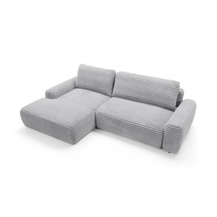 CORDINA Design-Ecksofa in Grau mit Bettzeugablage und Schlaffunktion