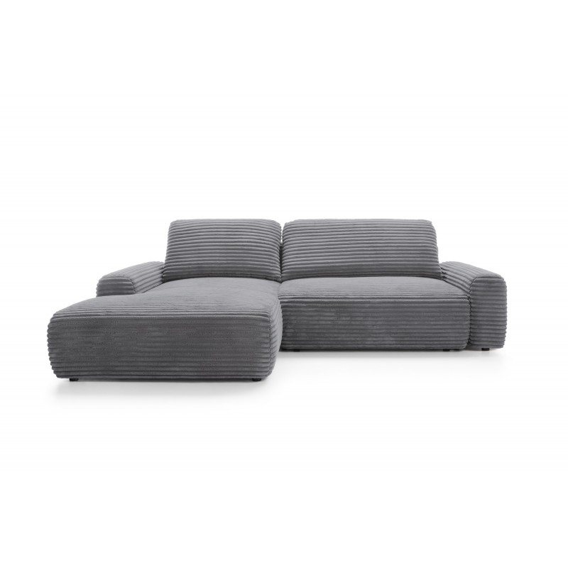 Charmantes anthrazitfarbenes Ecksofa CORDINA mit Schlaffunktion und Bettzeugfach 11/9