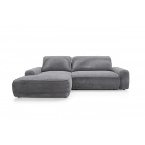 Charmantes anthrazitfarbenes Ecksofa CORDINA mit Schlaffunktion und Bettzeugfach 11/9