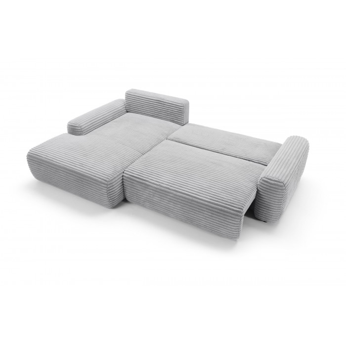 CORDINA Design-Ecksofa in Grau mit Bettzeugablage und Schlaffunktion