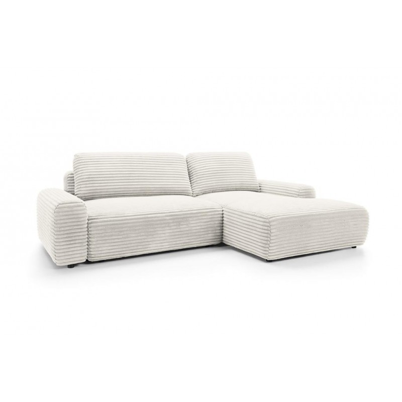 Klappbares Ecksofa CORDINA in Weiß mit Schlaffunktion und Bettzeugbehälter 1/9