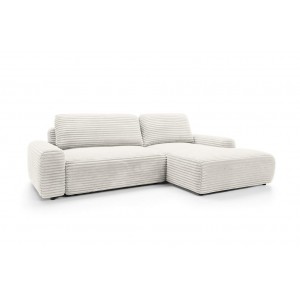 Klappbares Ecksofa CORDINA in Weiß mit Schlaffunktion und Bettzeugbehälter 1/9