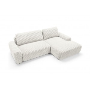 Klappbares Ecksofa CORDINA in Weiß mit Schlaffunktion und Bettzeugbehälter 5/9