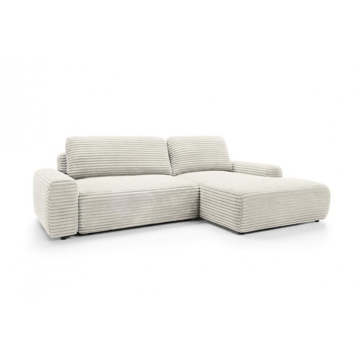 Cremefarbenes Cord-Ecksofa...