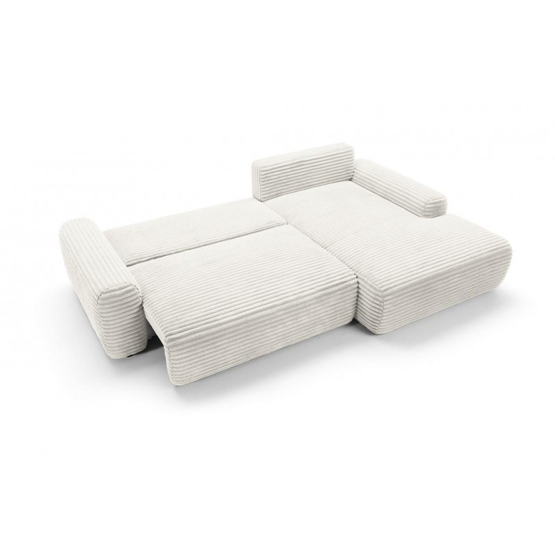 Klappbares Ecksofa CORDINA in Weiß mit Schlaffunktion und Bettzeugbehälter 7/9