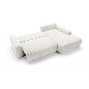 Klappbares Ecksofa CORDINA in Weiß mit Schlaffunktion und Bettzeugbehälter 7/9