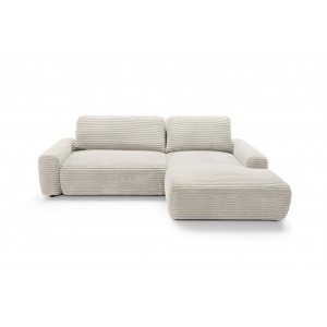 Cremefarbenes Cord-Ecksofa CORDINA mit Schlaffunktion und Bettzeugfach 3/9