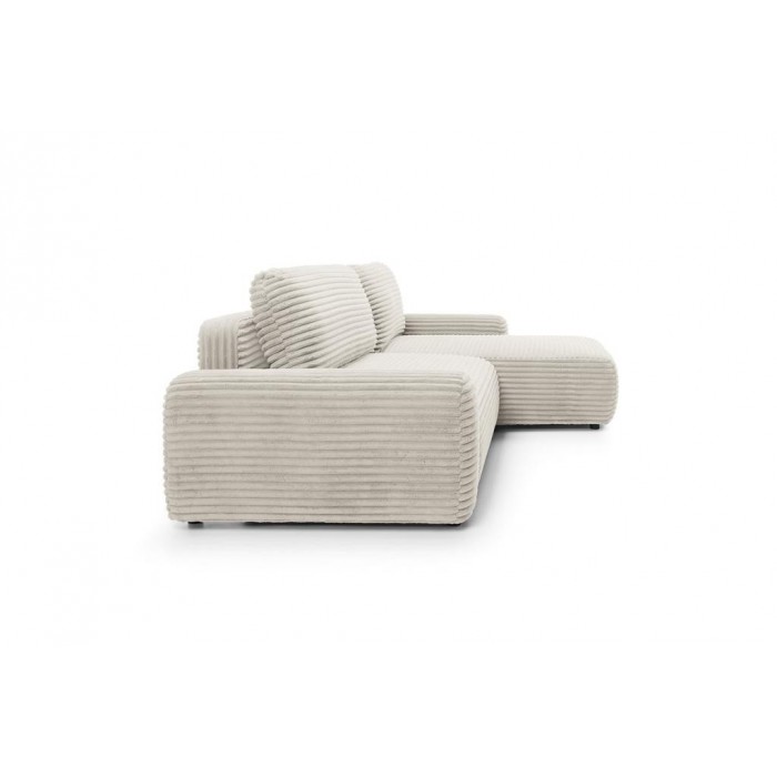 Cremefarbenes Cord-Ecksofa CORDINA mit Schlaffunktion und Bettzeugfach