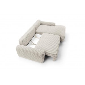 Cremefarbenes Cord-Ecksofa CORDINA mit Schlaffunktion und Bettzeugfach 6/9