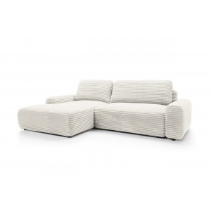 Klappbares Ecksofa CORDINA in Weiß mit Schlaffunktion und Bettzeugbehälter 9/9