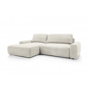 Cremefarbenes Cord-Ecksofa CORDINA mit Schlaffunktion und Bettzeugfach 9/9