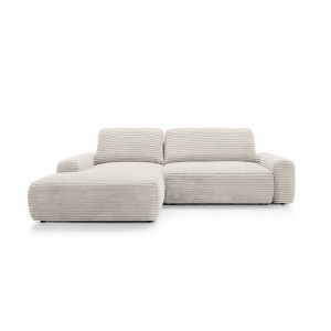 Cremefarbenes Cord-Ecksofa CORDINA mit Schlaffunktion und Bettzeugfach 11/9