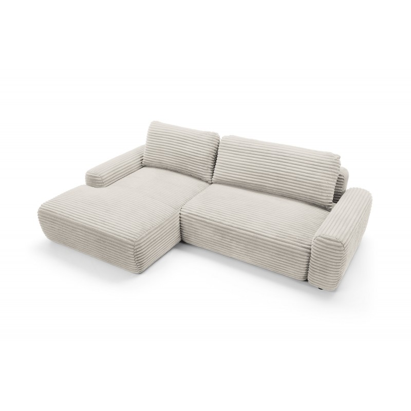 Cremefarbenes Cord-Ecksofa CORDINA mit Schlaffunktion und Bettzeugfach 13/9