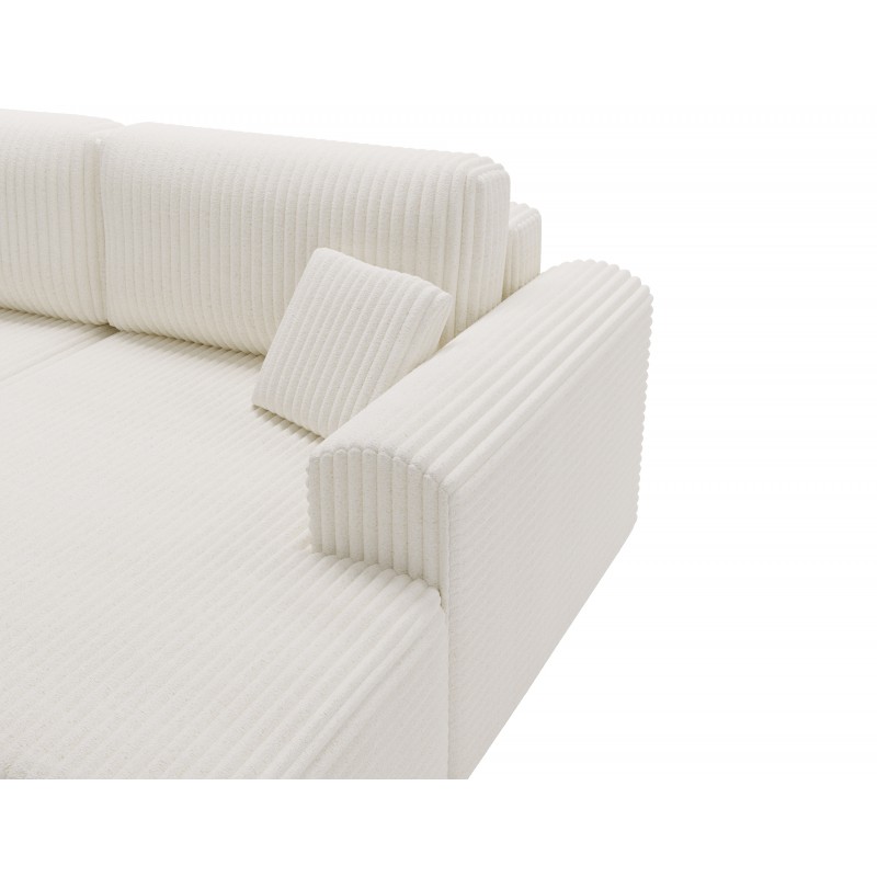 Kord-Ecksofa LINEA weiß - elegant mit Schlaffunktion und Bettzeugfach 4/9