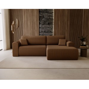 Beigefarbenes Ecksofa LINEA mit Bettzeugablage - warme Eleganz in Ihrem Wohnzimmer 1/9