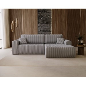 Hellgraues Ecksofa LINEA - minimalistisches Design mit Bettzeugfach 1/9