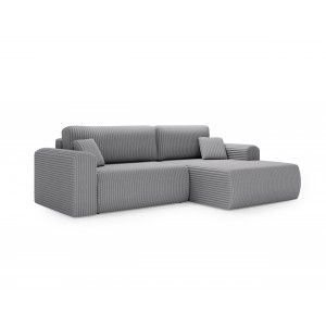 Hellgraues Ecksofa LINEA - minimalistisches Design mit Bettzeugfach 2/9