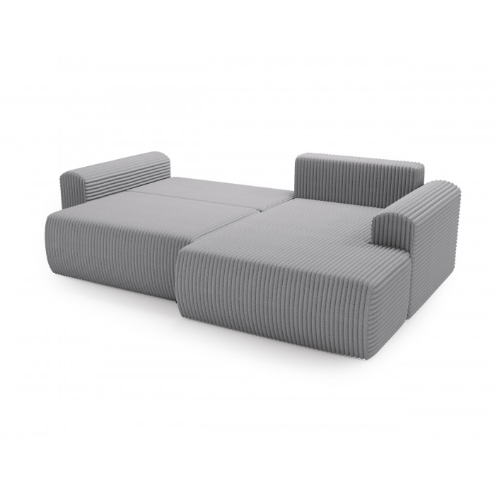 Hellgraues Ecksofa LINEA - minimalistisches Design mit Bettzeugfach