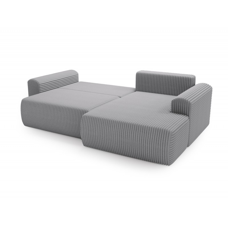 Hellgraues Ecksofa LINEA - minimalistisches Design mit Bettzeugfach 3/9