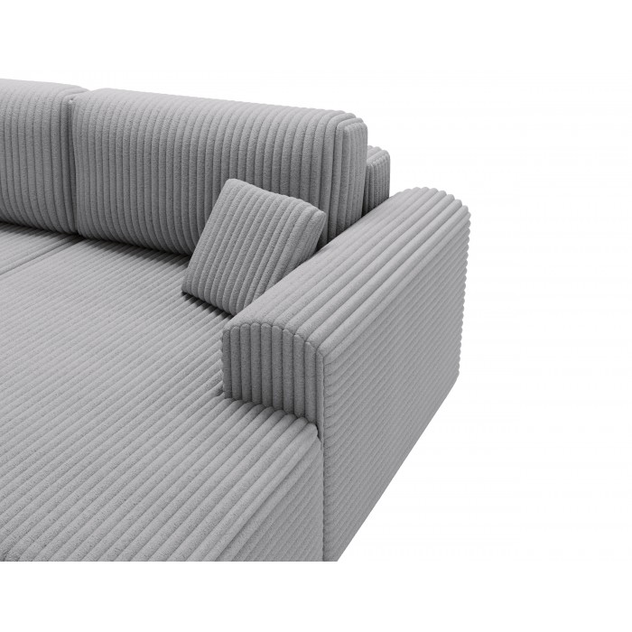 Hellgraues Ecksofa LINEA - minimalistisches Design mit Bettzeugfach
