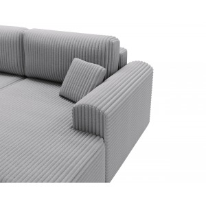 Hellgraues Ecksofa LINEA - minimalistisches Design mit Bettzeugfach 4/9