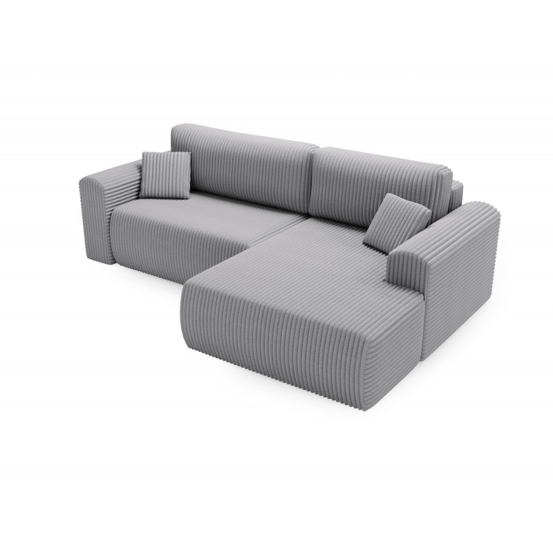 Hellgraues Ecksofa LINEA - minimalistisches Design mit Bettzeugfach 5/9
