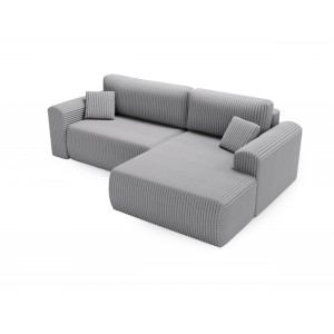 Hellgraues Ecksofa LINEA - minimalistisches Design mit Bettzeugfach 5/9