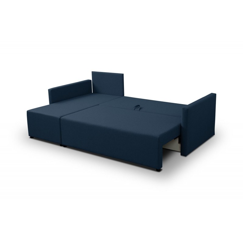 Elegantes navyblaues Ecksofa aus faro KRISO-Stoff mit Schlaffunktion und Bettzeugfach 4/9