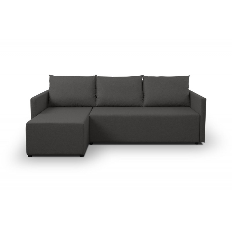 Elegantes anthrazitfarbenes Ecksofa aus faro KRISO-Stoff mit Schlaffunktion und Bettzeugstauraum 2/9