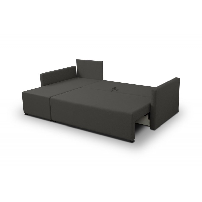 Elegantes anthrazitfarbenes Ecksofa aus faro KRISO-Stoff mit Schlaffunktion und Bettzeugstauraum 4/9