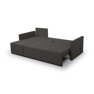 Elegantes anthrazitfarbenes Ecksofa aus faro KRISO-Stoff mit Schlaffunktion und Bettzeugstauraum 4/9