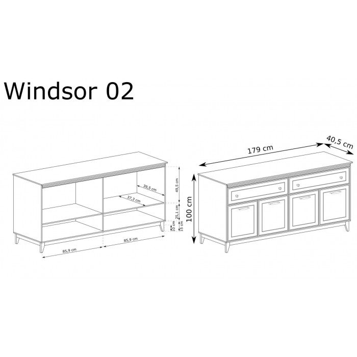 Viertürige Kommode WINDSOR in der klassischen Farbe Kaschmir