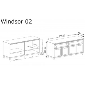 Viertürige Kommode WINDSOR in der klassischen Farbe Kaschmir 7/9
