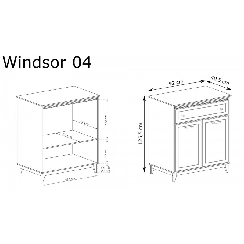 Zweitürige Kommode WINDSOR in einem geschmackvollen Kaschmir-Ton 7/9