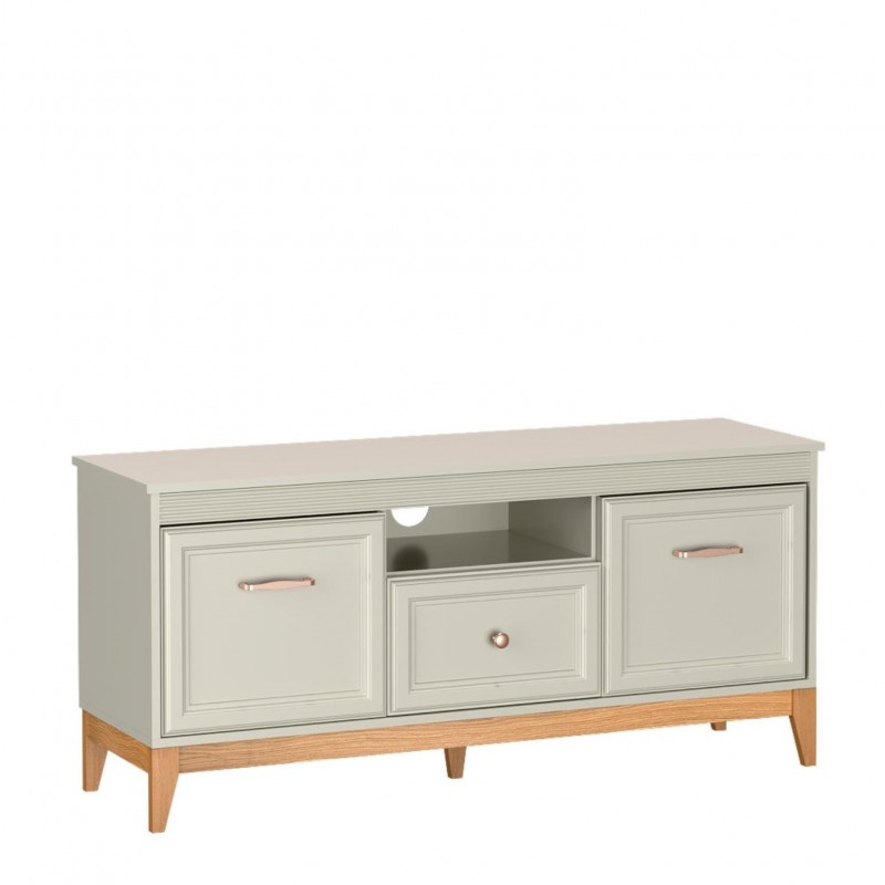 Zweitüriger RTV-Schrank WINDSOR mit Schublade, in einem eleganten Kaschmir-Farbton, passend zu modernen Einrichtungen 1/9