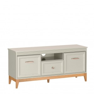 Zweitüriger RTV-Schrank WINDSOR mit Schublade, in einem eleganten Kaschmir-Farbton, passend zu modernen Einrichtungen 1/9