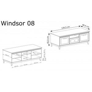 Zweitüriger RTV-Schrank WINDSOR mit Schublade, in einem eleganten Kaschmir-Farbton, passend zu modernen Einrichtungen 7/9