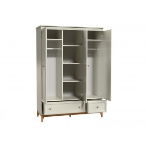 Dreitüriger Kleiderschrank WINDSOR mit Schubladen, in einem dezenten Kaschmir-Ton, perfekt für elegante Räume 2/9